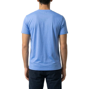 Camiseta de Manga Corta para Hombre, Color Azul Claro, Lisa, con Logotipo XC, Cuello Redondo, Corte Regular, 100% Algodón, Transpirable, de Secado Rápido, Tejido de Punto - Product Image 5