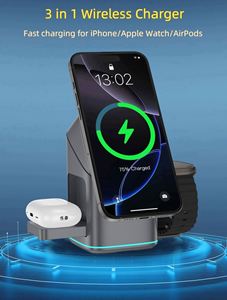 Stazione di <span class=keywords><strong>Ricarica</strong></span> <span class=keywords><strong>Wireless</strong></span> Verticale JEDI 3 in 1 <span class=keywords><strong>con</strong></span> Supporto Rotante per Telefono - Product Image 1