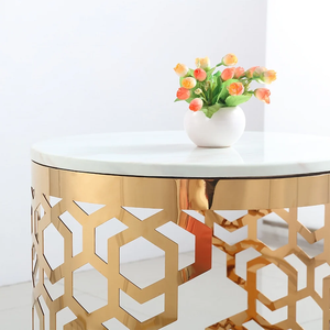 Innovative Etching Design Round Side <b>Tables</b> Gold Plated Metal <b>Sofa</b> <b>End</b> <b>Table</b> for Living Room, Drawing Room, Office India Sale - Product Image 2