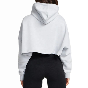 Women's Drawstring Crop Hoodie Stylish Adjustable Hood Cropped <b>Sweatshirt</b> Casual Clothing Wholesale Supplier Factory Wholesale - Product Image 1