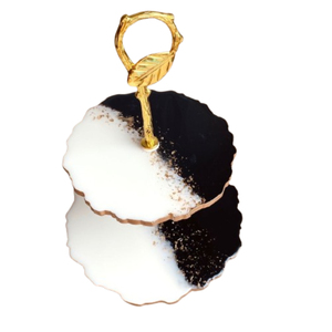 Elegant Marble-Effect 3-Tier Resin <b>Cupcake</b> <b>Stand</b> Durable Food-Grade Epoxy Resin Serving Platter With Irregular Edges And Metal - Product Image 6