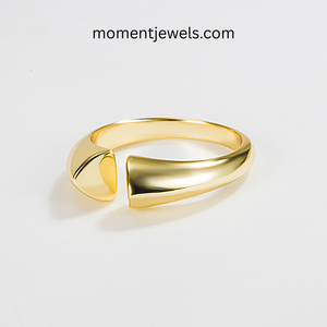 Anillo Ajustable de Plata de Ley 925 con Diseño Geométrico y Corazón Abierto, Moderno, para Regalo de Boda para Mujer - Product Image 3