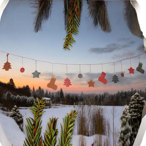 Boules, étoiles et chaussettes de Noël en cuir rouge faites à la main, décorations festives suspendues pour arbres de Noël - Product Image 4