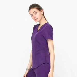 Women's <b>Hospital</b> <b>Scrub</b> Sets Spandex/Polyester Material Needle Detection Seamless Fusing Zipper Closure - Product Image 2