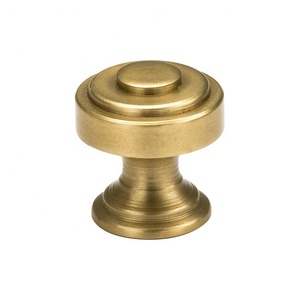 Modern Brushed Brass Cabinet Knob Round Traditional Design Durable <b>Gold</b> Finished Furniture Hardware for <b>Kitchen</b> Use Home Office - Product Image 1