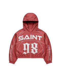Ensemble veste coupe-vent à capuche et short Saint 98 multicolores |   Veste zippée oversize et short |   Ensemble assorti streetwear OEM privé - Product Image 3