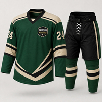 Vêtements de sport pour équipes professionnelles, respirants, sublimation, fournisseur OEM ODM, nouveaux ensembles de maillots et pantalons de hockey sur glace tendance personnalisés vert et noir