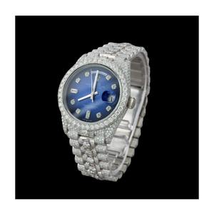 Reloj de diamantes de acero inoxidable de lujo con banda plateada # regalo #2025newarrival - Product Image 1