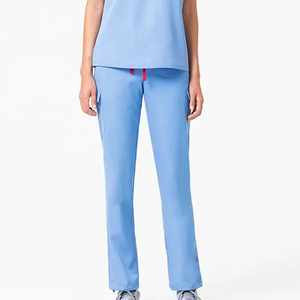 Haut de blouse médicale bleu clair à col en V pour femme avec poche avant, ensemble uniforme d'hôpital - Product Image 4