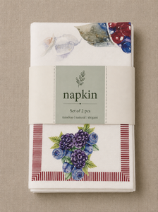 Serviette en coton de qualité supérieure avec imprimé floral aux bleuets et bordure décorative |   Serviette de table en coton imprimé pour la table à manger - Product Image 5