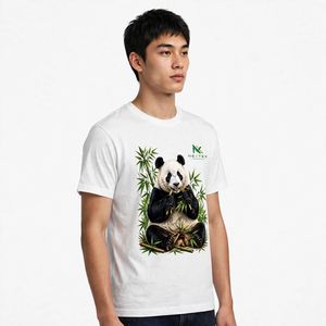 Camiseta NEXTEX Unisex Panda Bamboo Blanca de Algodón Suave con Cuello Redondo Informal - Product Image 2
