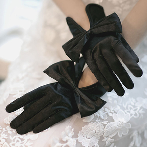 Guantes de satén personalizados al por mayor para novias, OEM, cortos, de tela, para bodas, accesorios de fiesta para mujer, 3 estrellas, expertos G01, en stock - Product Image 3