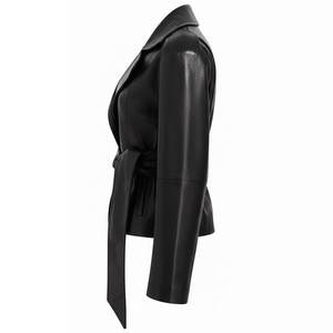 Nuevas Chaquetas Bomber de Cuero Genuino para Mujer, Estilo Vintage, Transpirables, con Logotipo Personalizado, Color Negro Liso, para Invierno, Ropa de Calle - Product Image 3