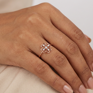 Anillo de Oro Rosa con Diamante Natural de 0.07 Quilates, Corte Brillante Redondo, Diseño Elegante, Clásico y Brillante, Joyería Fina - Product Image 1