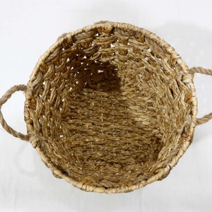 Panier de rangement rustique en jacinthe d'eau à carreaux avec poignées en corde - Product Image 4