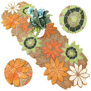 Needlework Embroidery Beaded Table Runner for Tabletop and Kitchen Home Decor Mat Top Quality Product at Very Low Price - Product Image 2