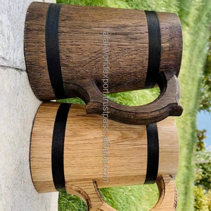 Taza de café y cerveza de madera medieval estilo Guerrero con asa taza de madera vikinga vaso taza de café y té de Falak World Export - Product Image 1