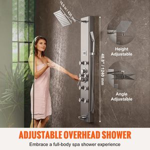 Sistema de Panel de Ducha de 5 Modos con Pantalla Digital y Cabezal de Ducha Tipo Lluvia |   8 chorros de masaje |   Boquilla para Bañera con 3 Configuraciones |   [Marca/Fabricante] - Product Image 2