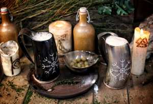 Chope en corne artisanale pour fêtes sur le thème des Vikings et événements médiévaux, chope authentique en corne de buffle pour boire de la bière, de l'ale ou du miad. - Product Image 3