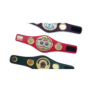 Juego de 3 Cinturones de Campeonato Personalizables en Rojo, Verde y Morado, Cinturones de Boxeo de Primera Calidad con Emblemas Dorados - Product Image 5