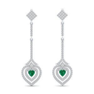 REYES Sparking 925 Sterling <b>Silver</b> Moissanite Wedding Party Wear <b>Earrings</b> For Women Heart Shape Emerald Gemstone <b>Drop</b> Jewelry - Product Image 2