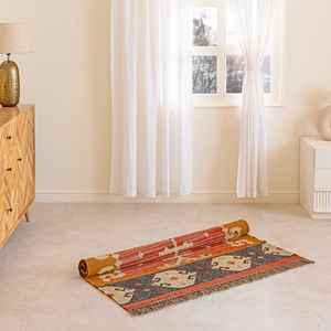 Tapis Kilim en jute et laine tissés à la main, joyeux et lumineux, pour salon, chambre et bureau - Product Image 2