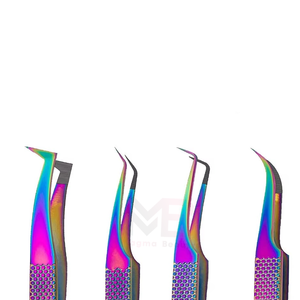 Pinzas de Acero Inoxidable de Alta Calidad para Pestañas con Punta de Fibra de Precisión Antideslizante para Aplicación de Extensiones de Pestañas de Volumen - Product Image 5