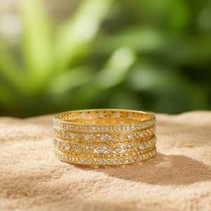 Jewelemarket 24K Gold Plated <b>Copper</b> Tennis <b>Bracelets</b> Set Austrian Stone Bangles Item No. 10575600WH_2.4 - Product Image 3