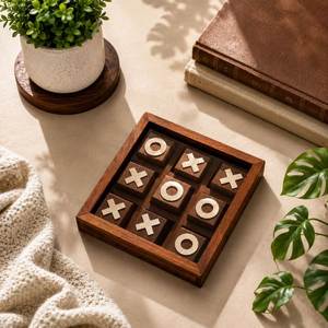 Jeu de Tic Tac Toe Classique en Bois pour l'Intérieur, Blocs Sculptés X O, Jeu de Société de Stratégie Noughts and Crosses - Product Image 6