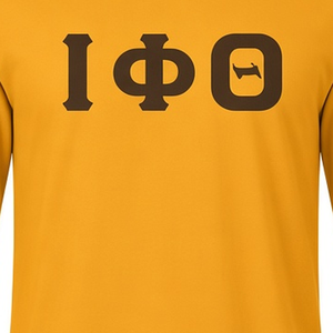 Iota Phi Theta Gold Men’s <b>Long</b> <b>Sleeve</b> <b>T</b>-<b>Shirt</b> <b>Black</b> Greek Letter Crew Neck Cotton Fraternity Casual Campus Apparel Pullover Tee - Product Image 3
