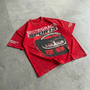 Camiseta Roja Extra Grande para Hombre Snowgrace Sports con Estampado de Casco, Estilo Urbano, Manga Corta, Cuello Redondo, Jersey de Algodón - Product Image 6