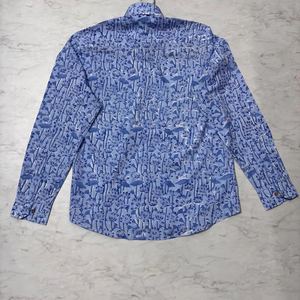 Classic Men's Regular Fit Long-Sleeve <b>Collarless</b> Casual <b>Shirt</b> Featuring Hand-painted Floral Pattern 100% Cotton Summer <b>Shirts</b> - Product Image 5