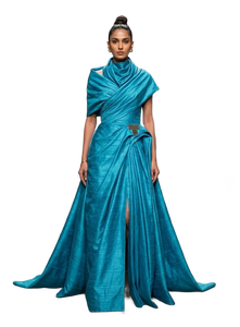 Tissu de sari en soie Tassar bleu pur pour mariage, fête, vêtements de cérémonie toutes saisons, vêtements traditionnels indiens et pakistanais pour femmes - Product Image 2