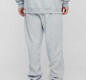 Pantalon de survêtement gris en coton pour homme, taille élastique, coupe décontractée, respirant, poids moyen, logo sur la jambe droite - Product Image 6