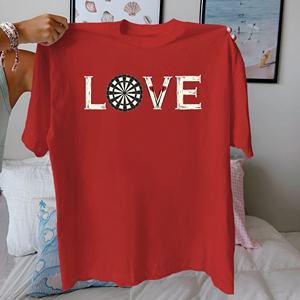 LOVE avec jeu de fléchettes et fléchettes en pur coton pour femmes Tshirt comfort fit - Product Image 4