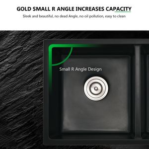 Évier de cuisine double à encastrer de 32 po de long x 18 po de large avec panier égouttoir - Product Image 5