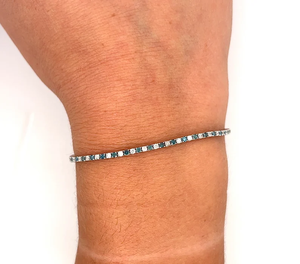 Bracelet chaîne classique en acier inoxydable plaqué rhodium avec diamants ronds taille brillant sertis en canal, bijoux unisexe - Product Image 2