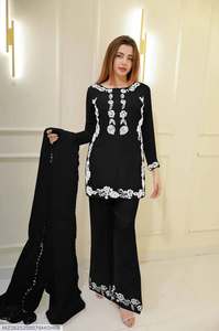 Conjunto de Salwar Kameez de Algodón Bordado para Mujer, Diseño Floral, Kurta, Pantalón, Dupatta, Ropa Modesta para Uso Diario, Bodas, Fiestas, Playa, India - Product Image 2