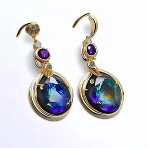 Boucles d'oreilles faites à la main en argent sterling 925 personnalisées goutte bleue conception de doublet de bijoux de mode - Product Image 2