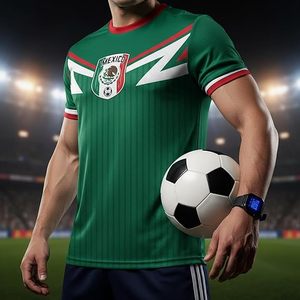 Camiseta de la Selección Nacional de Fútbol de México, Diseño a Rayas Verdes, Poliéster, Ropa Deportiva Resistente para el Día Nacional - Product Image 5