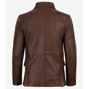 Blazer de Cuero Genuino de Vaca Marrón para Hombre, Tendencia 2026, Alta Calidad, MOQ Bajo, Tallas Grandes, Blazer Calefactable de Moda Invernal - Product Image 2