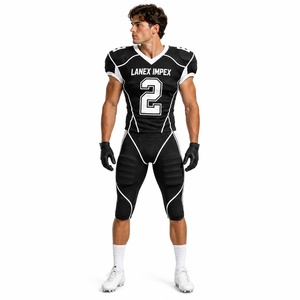 Nuevo diseño, uniforme de fútbol americano personalizado con estampado por sublimación, poliéster de secado rápido, malla, corte holgado y extragrande. - Product Image 1