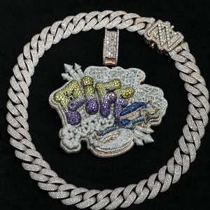 Collar con Colgante de Moissanita VVS D a Precio de Fábrica, Cadena con Nombre en Letras Estilo Hip Hop, Joyería Fina para Hombre, Chapado en Oro, Certificado - Product Image 2