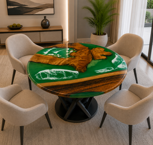 Handmade Eco-Friendly Green <b>Epoxy</b> Resin <b>Coffee</b> <b>Table</b> Solid Walnut Wood Modern Living Room Tabletop Graduation Custom Designer - Product Image 1