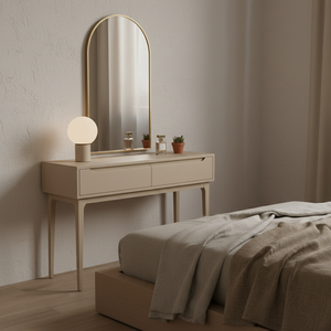 Mesa Consola Redonda Moderna de Roble Macizo con 2 Cajones, Diseño Ecológico para Muebles de Sala de Estar - Product Image 3