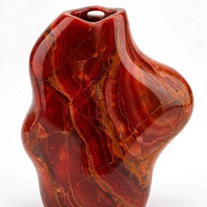Jarrón Delgado de Ónix Rojo Cornalina Hecho a Mano con Vetas de Ónix Rojo Intenso, Pieza Decorativa de Piedra, Venta al por Mayor - Product Image 4