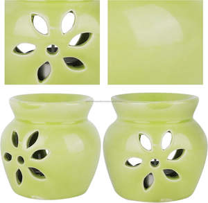 Porte-bougie en céramique vert menthe, brûleur d'huiles essentielles pour aromathérapie, brûleur de bougies chauffe-plat pour le yoga, le spa, la maison, la chambre, la décoration, le cadeau - Product Image 2