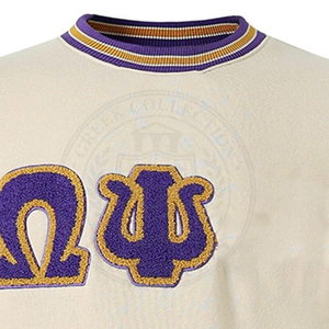Sudadera de Mujer con Cuello Redondo, Bordado en Relieve de la Fraternidad Omega Psi, 100% Algodón, Tejido de Felpa, Ropa Universitaria - Product Image 4