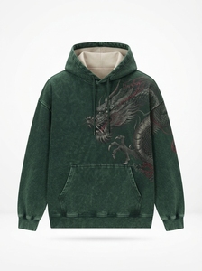 Ensemble de survêtement homme vert foncé, sweat à capuche oversize et pantalon de jogging, streetwear, broderie personnalisée du logo, coton épais - Product Image 2
