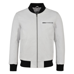 Custom 100% Genuine Soft Nappa Leather Men’s Bomber Jacket Warm Lining YKK Zipper Rib Knit Collar Private Label Manufacturer - Product Image 4